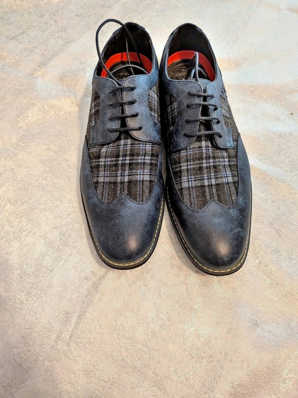 Parrazo Men's Plaid Oxfords Blue And Black